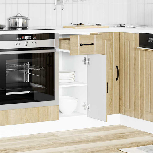 Kitchen Base Cabinet "Lucca" Engineered Wood Sonoma oak 1x bottom cabinet (1 door 1 drawer) 30 cm wide 81.5 cm high–1x wall cabinet (1 door) 30 cm wide 100 cm high 1x bottom cabinet (1 door 1 drawer) 30 cm wide 81.5 cm high