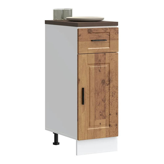 Kitchen Base Cabinet "Porto" Engineered Wood Old wood 1x bottom cabinet (1 door 1 drawer) 30 cm wide 81.5 cm high–1x wall cabinet (1 door) 30 cm wide 100 cm high 1x bottom cabinet (1 door 1 drawer) 30 cm wide 81.5 cm high