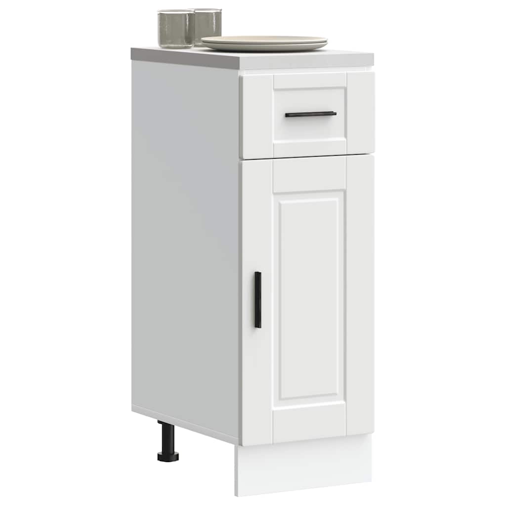 vidaXL Kitchen Base Cabinet "Porto" White Engineered Wood, a white cabinet with one drawer and one door