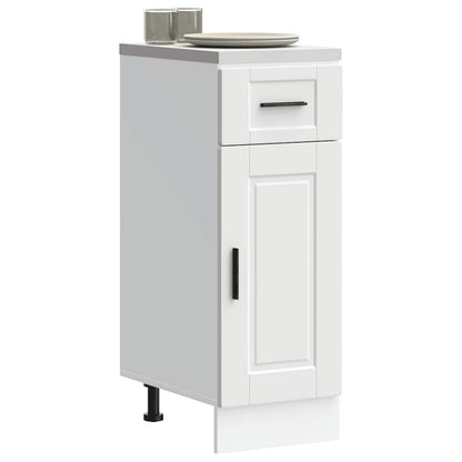vidaXL Kitchen Base Cabinet "Porto" White Engineered Wood, a white cabinet with one drawer and one door