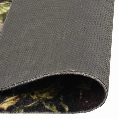 The underside of the washable kitchen runner showing the textured backing
