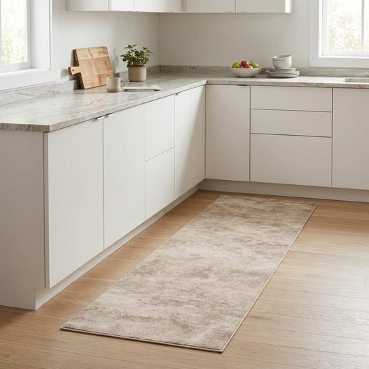 vidaXL Kitchen Rug Beige Concrete 300 x 60 cm 100% Polyamide Washable 1
