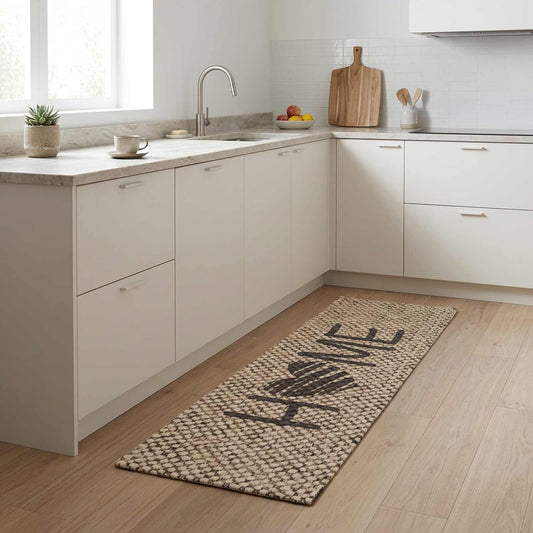 vidaXL Kitchen Rug Beige Home 300 x 60 cm 100% Polyamide Washable 1