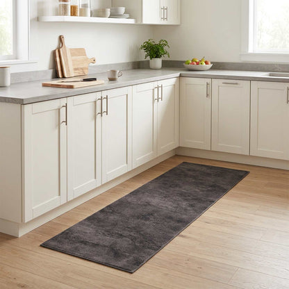 vidaXL Kitchen Rug Black Concrete 300 x 60 cm 100% Polyamide Washable 1