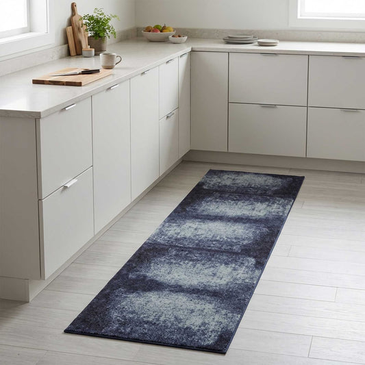 vidaXL Kitchen Rug Blue Shade 300 x 60 cm 100% Polyamide Washable 1