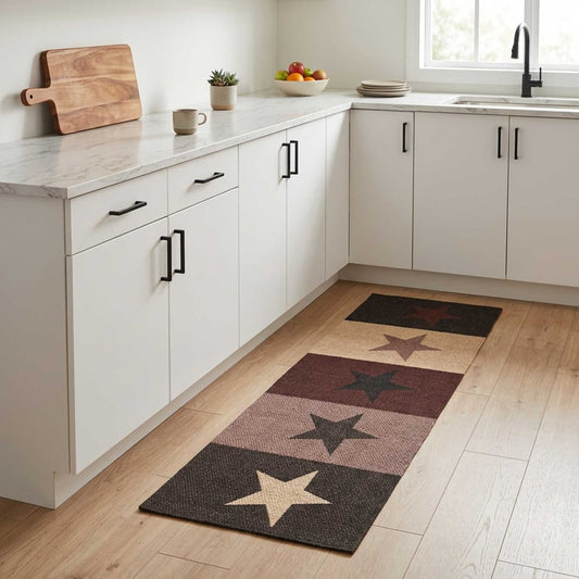 vidaXL Kitchen Rug Red Stars 300 x 60 cm 100% Polyamide Washable 1