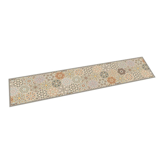 vidaXL Kitchen Rug Washable Hexagon Pastel Velvet shown from an elevated angle