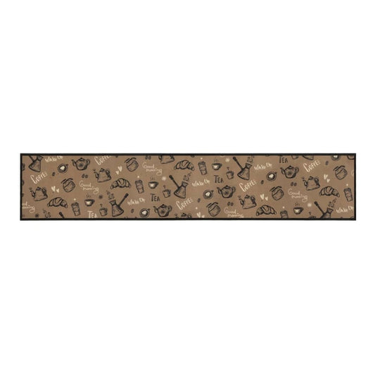 the long rectangular kitchen rug laid flat on a plain white background