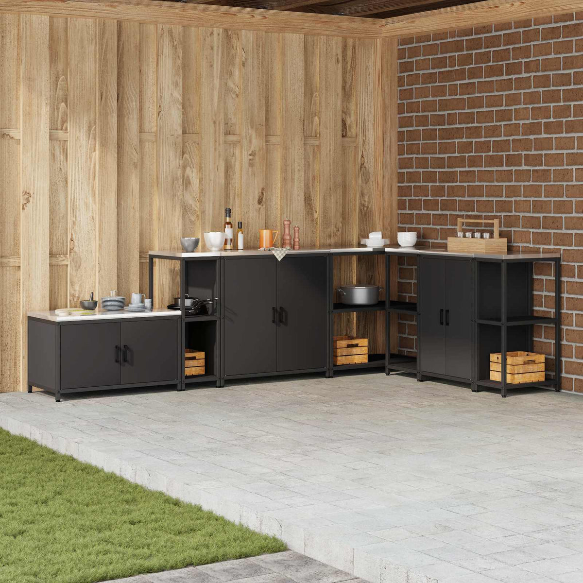 vidaXL Kitchen Shelving Unit HATTEM Black 30 x 50 x 92 cm Steel 1