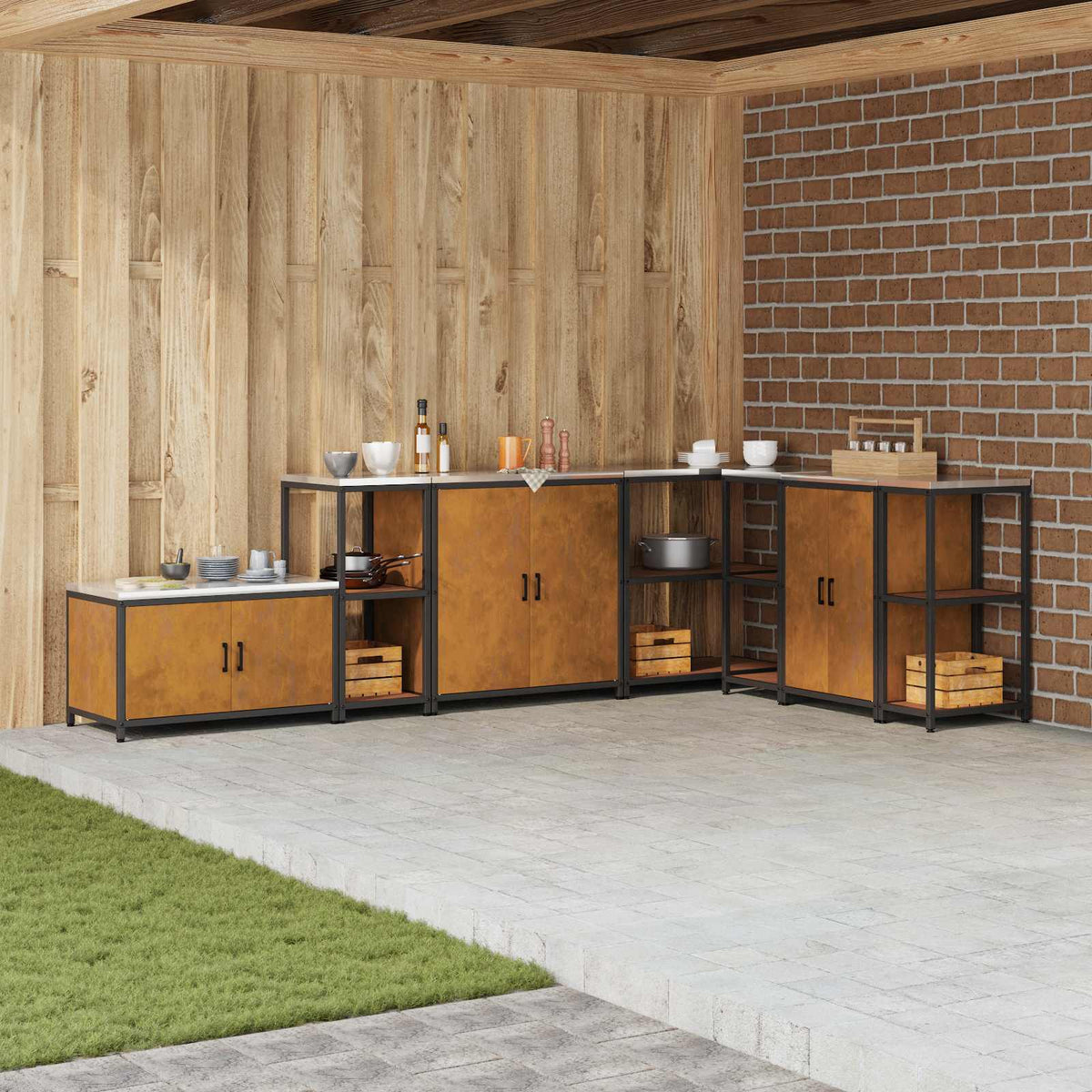 vidaXL Kitchen Shelving Unit HATTEM Rusty 40 x 50 x 92 cm Steel 1