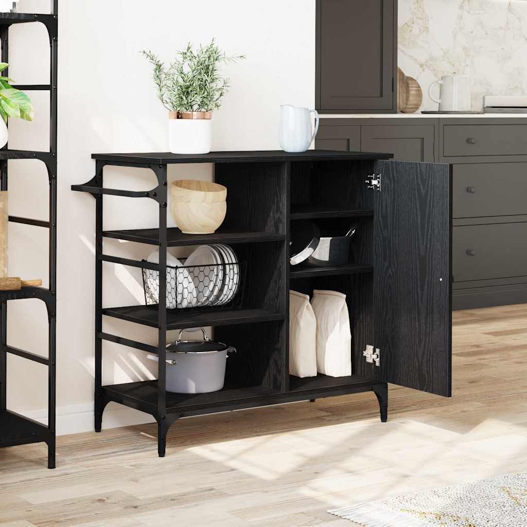 The kitchen trolley in a room setting with kitchenware and a plant displayed on the shelves