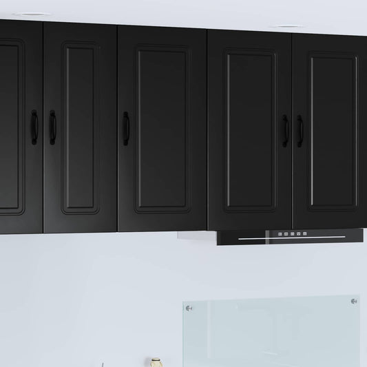 Kitchen Wall Cabinet "Kalmar" Engineered Wood Black 1x wall cabinet (1 door) 40 cm wide 40 cm high–1x wall corner cabinet 57 cm wide 100 cm high 1x wall cabinet (1 door) 40 cm wide 80 cm high
