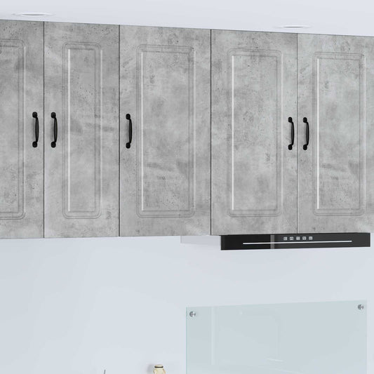 Kitchen Wall Cabinet "Kalmar" Engineered Wood Concrete grey 1x wall cabinet (1 door) 40 cm wide 40 cm high–1x wall corner cabinet 57 cm wide 100 cm high 1x wall cabinet (1 door) 40 cm wide 80 cm high