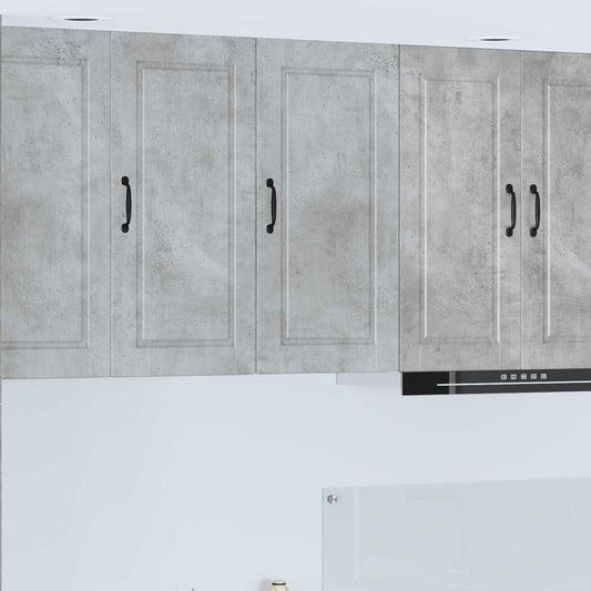 Kitchen Wall Cabinet "Porto" Engineered Wood Concrete grey 1x wall cabinet (1 door) 40 cm wide 60 cm high–1x wall corner cabinet 57 cm wide 100 cm high 1x wall cabinet (1 door) 40 cm wide 80 cm high