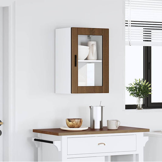 Kitchen Wall Cabinet with Glass Door "Porto" Brown oak 1x wall glass cabinet (1 door) 40 cm wide 40 cm high–2x wall glass cabinet (1 door) 40 cm wide 80 cm high 1x wall glass cabinet (1 door) 40 cm wide 60 cm high
