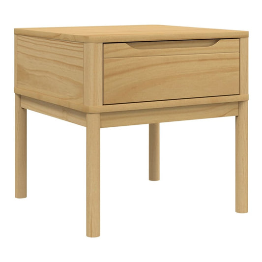 The pine bedside table with a drawer and four legs