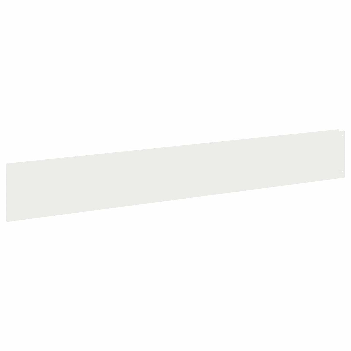 A single white steel lawn edging piece shown in isolation against a white background