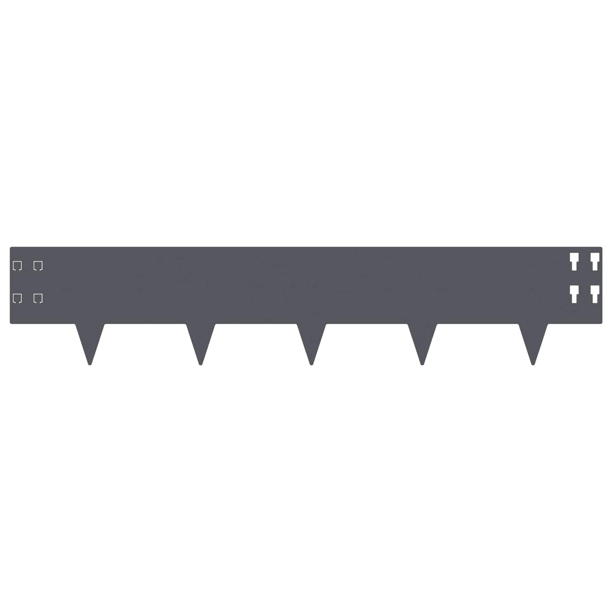 Anthracite steel lawn edging piece with spikes for ground insertion