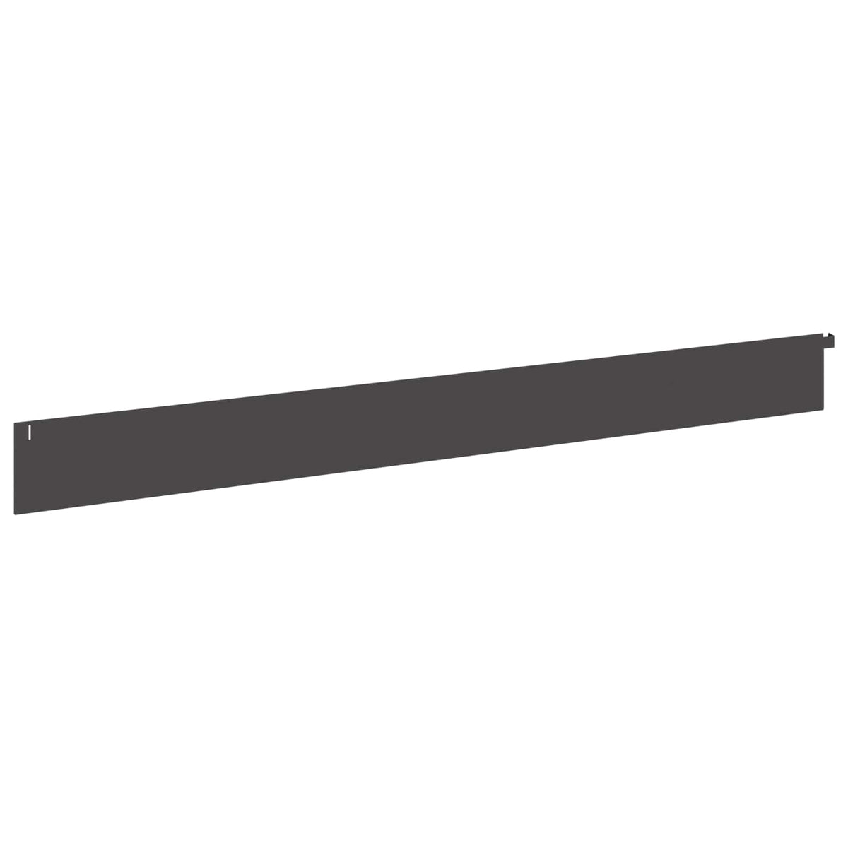 the plain black metal lawn edging strip viewed from the smooth side