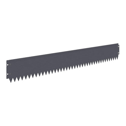 Anthracite steel garden border with fixing tabs and serrated edge detail