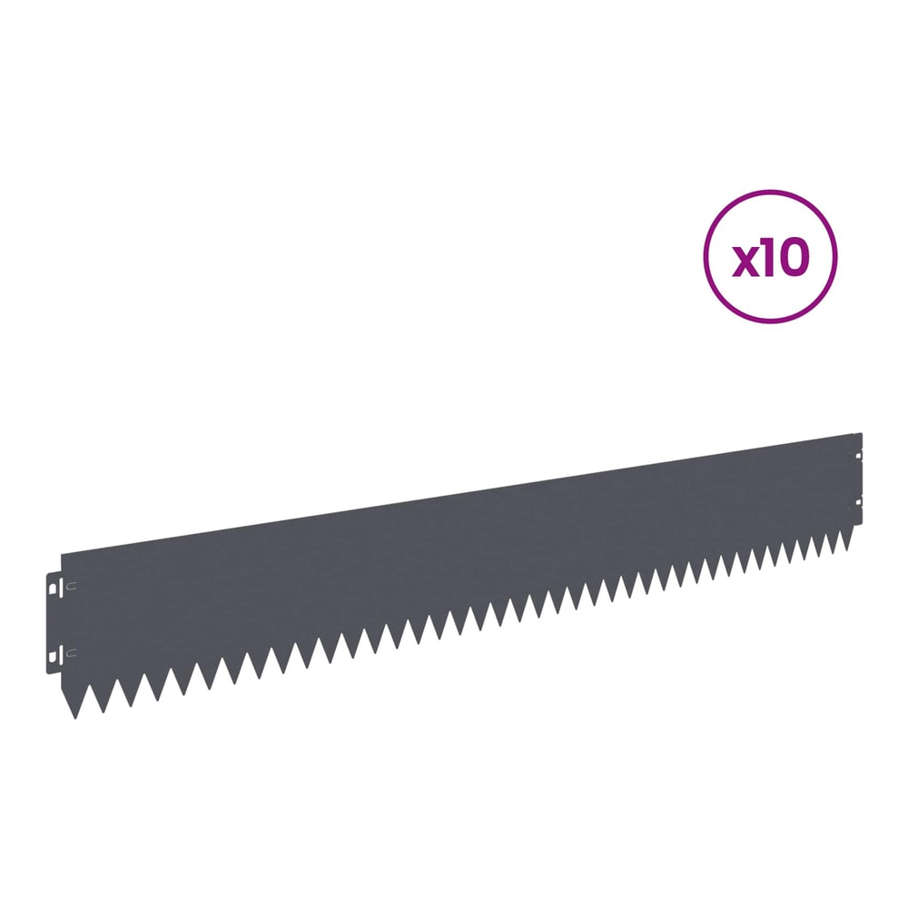 One anthracite steel garden border with a purple circle indicating quantity x10