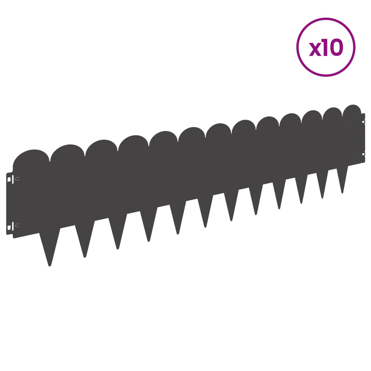 Ten black steel garden borders shown with a quantity label