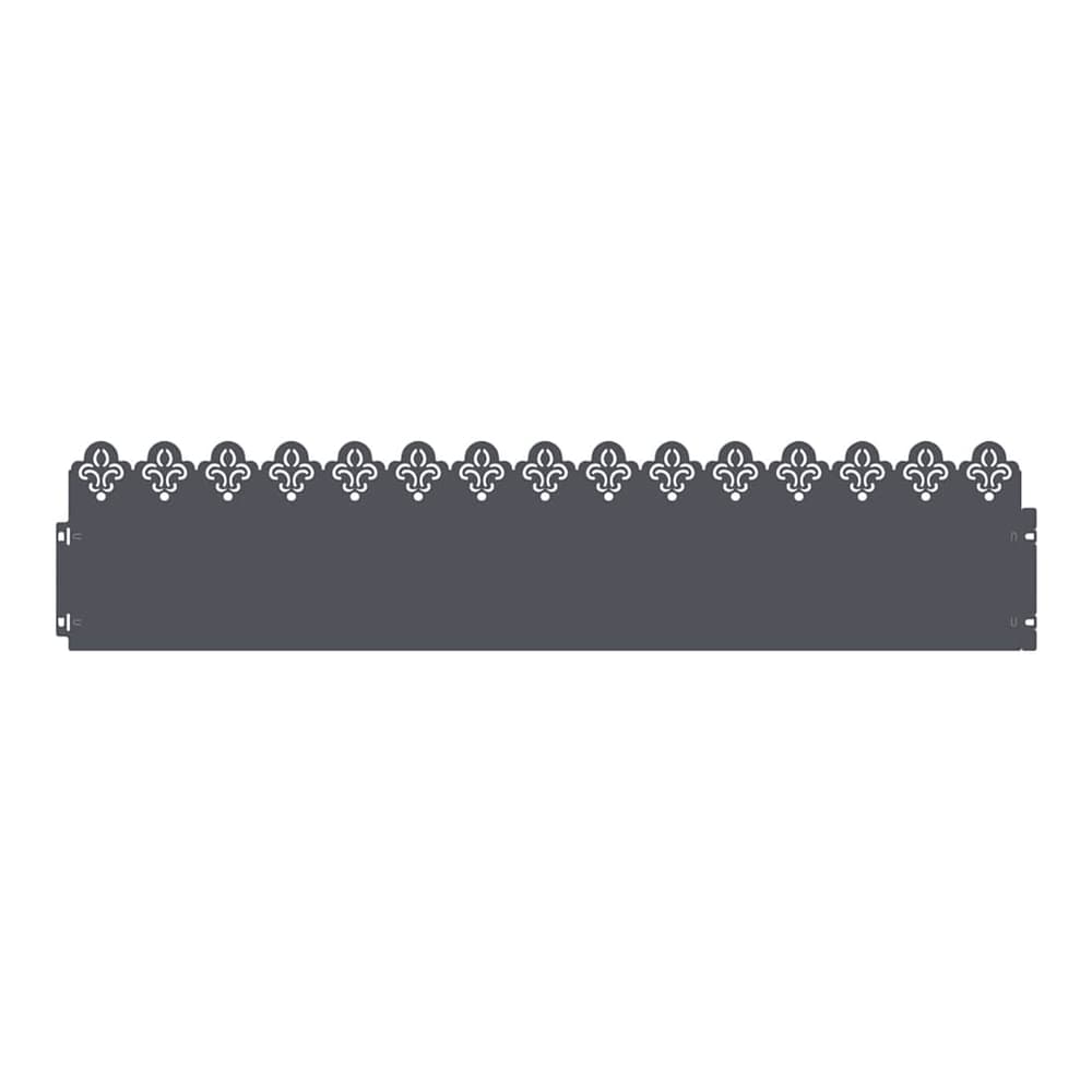 A single anthracite steel garden border with a decorative fleur-de-lis pattern along the top edge