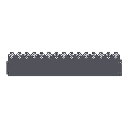 A single anthracite steel garden border with a decorative fleur-de-lis pattern along the top edge