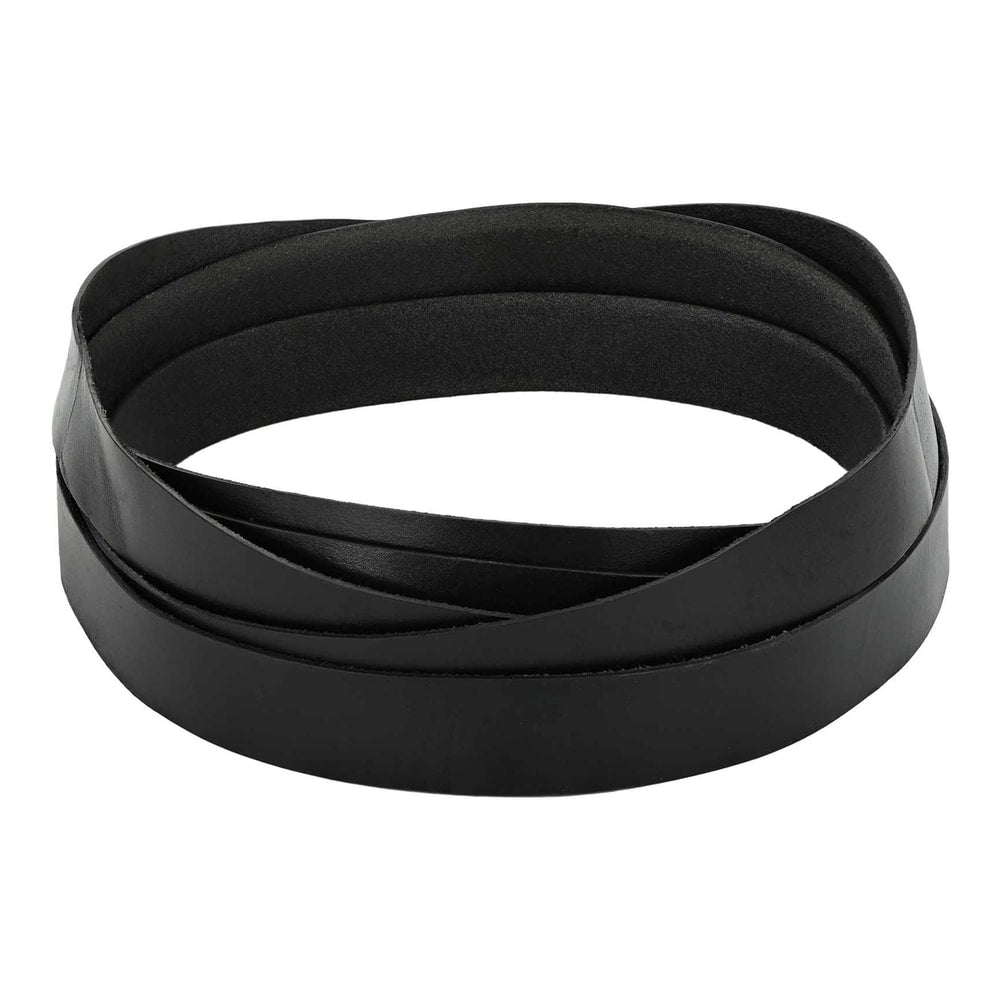 vidaXL Leather Strap 1 Black Leather, a coiled black leather strap with a matte finish