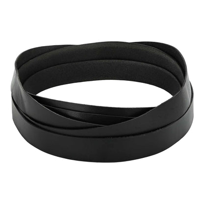 vidaXL Leather Strap 1 Black Leather, a coiled black leather strap with a matte finish