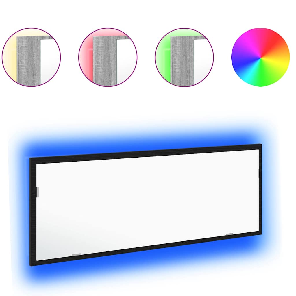 The bathroom mirror showing various colour options and a circular colour selection wheel