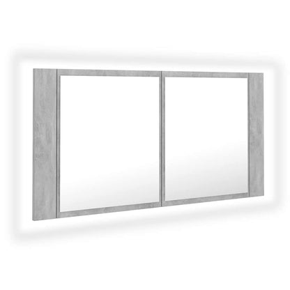 Concrete grey bathroom cabinet with two mirrored doors