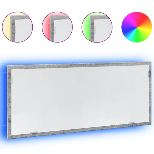 Bathroom vanity unit showing different colour LED light options