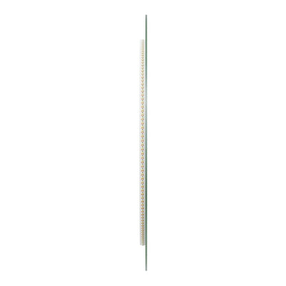 Side profile of the round bathroom mirror showing its slim depth