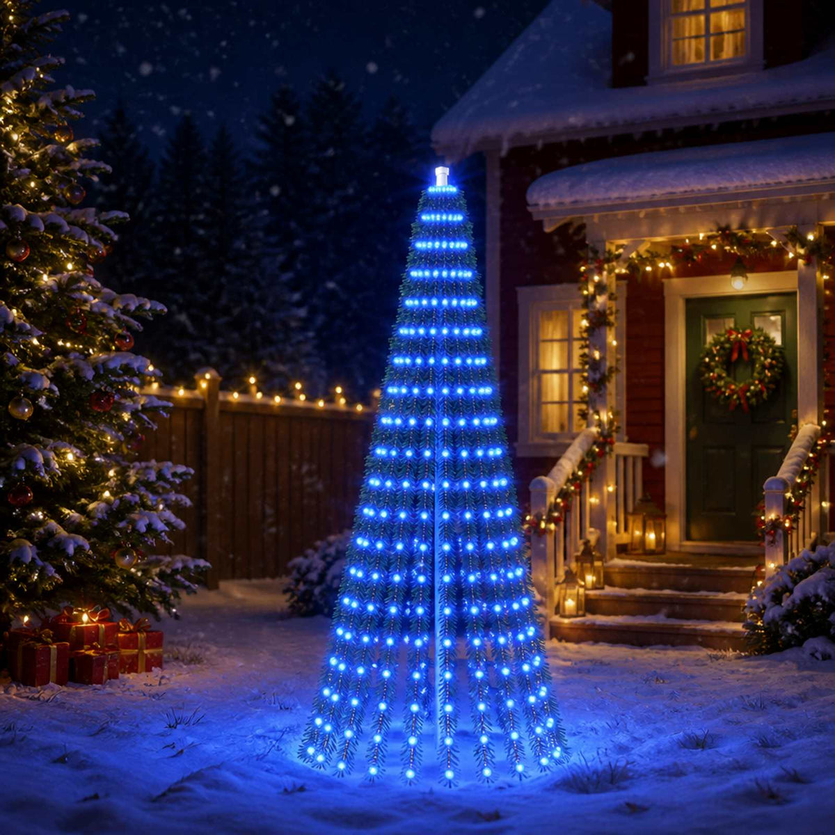 LED Christmas Tree 150 cm 240 LEDs Steel Green Blue