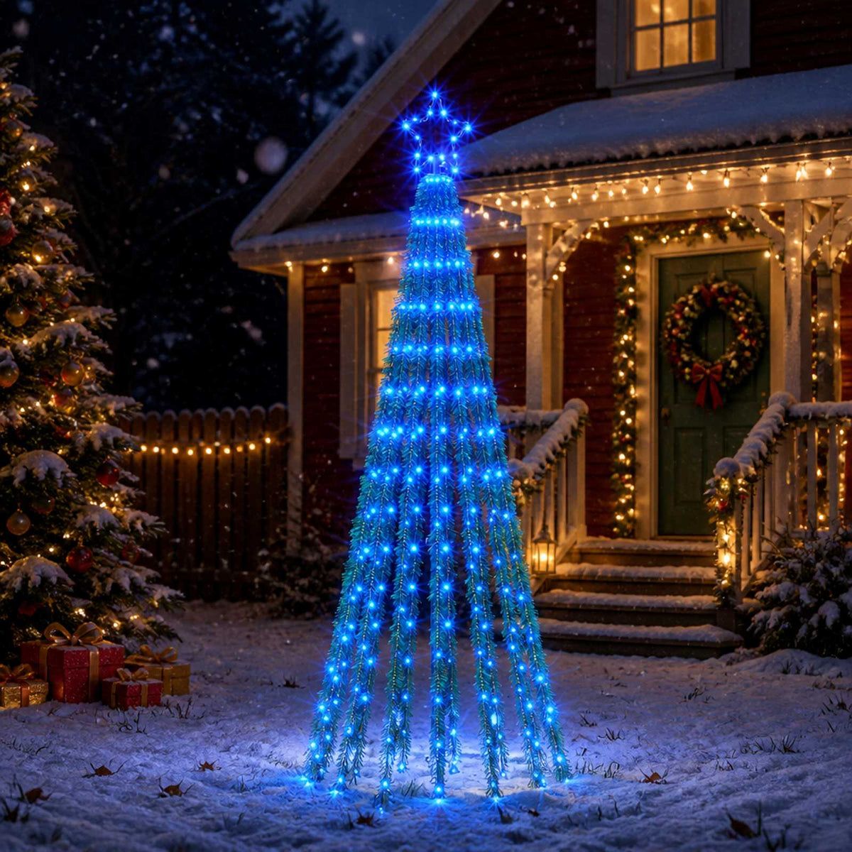LED Christmas Tree 255 LEDs Steel Black Blue
