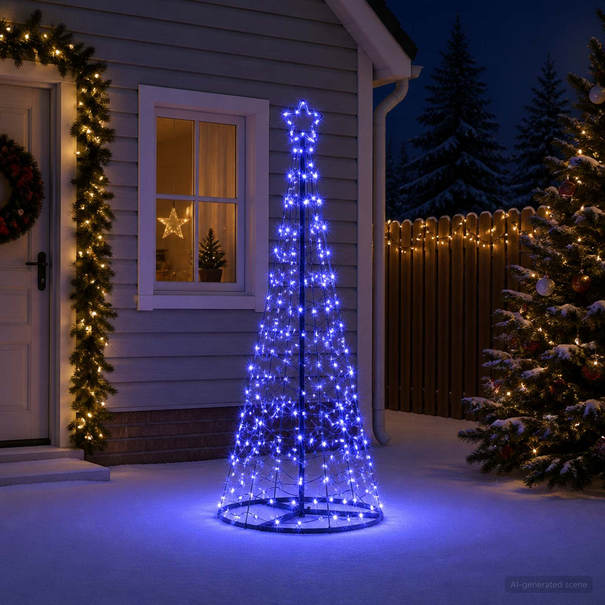 LED Spiral Christmas Tree with Base EKENAS 220 LEDs Blue