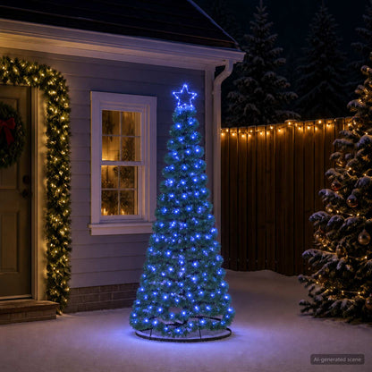 LED Tinsel Christmas Tree with Base EKENAS 220 LEDs Blue