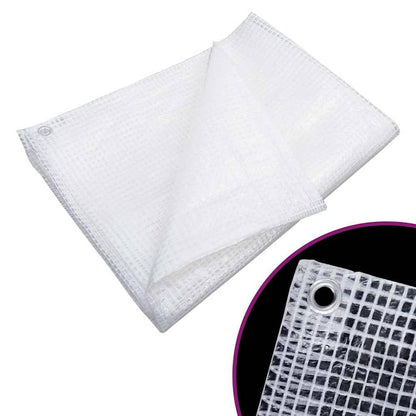 vidaXL Leno Tarpaulin 140 g/m² White, a white woven plastic sheet with reinforced edges and eyelets