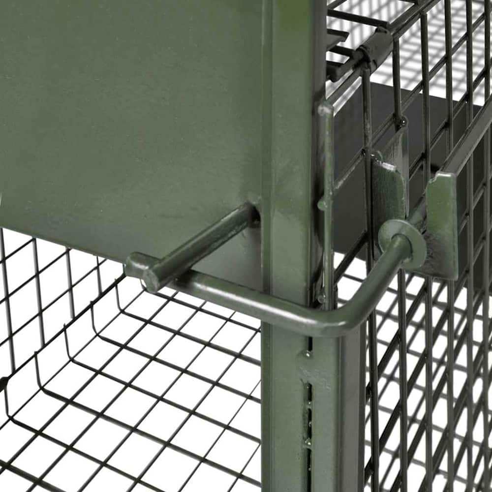 Close-up of the trigger mechanism and latch on the animal trap