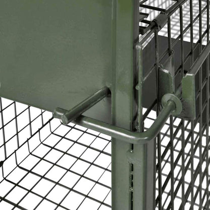 Close-up of the trigger mechanism and latch on the animal trap