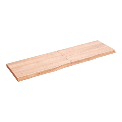 vidaXL Table Top Light Brown Treated Solid Wood Oak shown from an elevated perspective