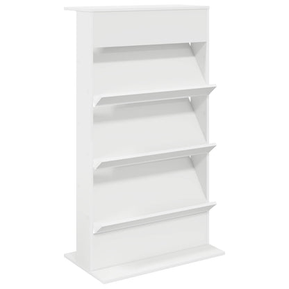White engineered wood magazine rack with four shelves