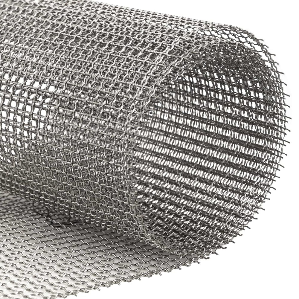 Close-up of the stainless steel mesh screen, showing its fine weave