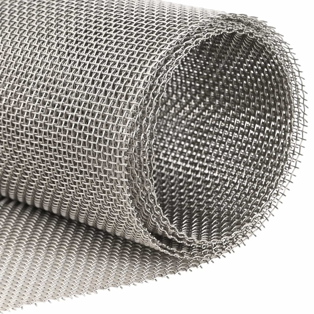 A close-up of the rolled stainless steel mesh screen, showing the texture