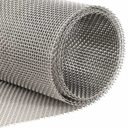 A close-up of the rolled stainless steel mesh screen, showing the texture