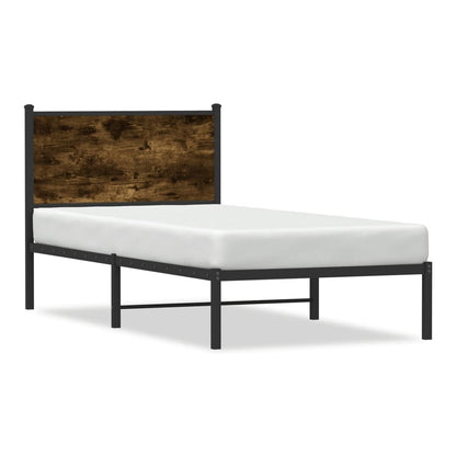 Metal Bed Frame without Mattress Smoked Oak