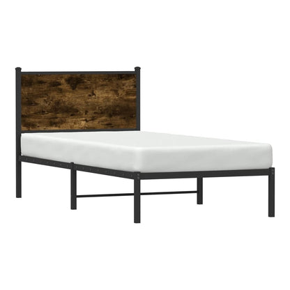 Metal Bed Frame without Mattress Smoked Oak