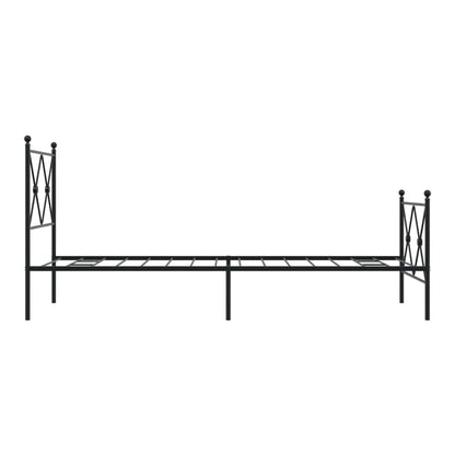 black metal bed frame without mattress, viewed from the side