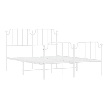 The white metal bed frame, showing the base and legs